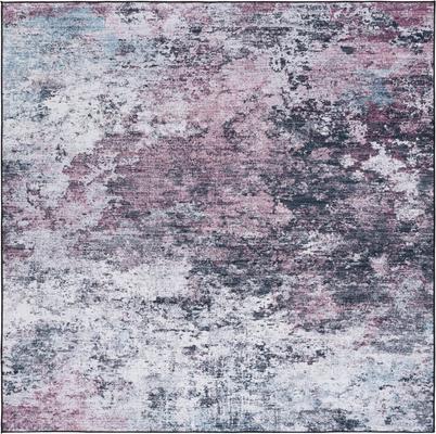 Show full view: SAFAVIEH Tacoma Transitional Abstract Machine Washable Area Rug, Plum/Black, 6 x 6-ft slide 3 of 9