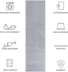 SAFAVIEH Loft Transitional Solid Machine Washable Runner Rug, 2.3 x 6-ft, Gray slide 2 of 8