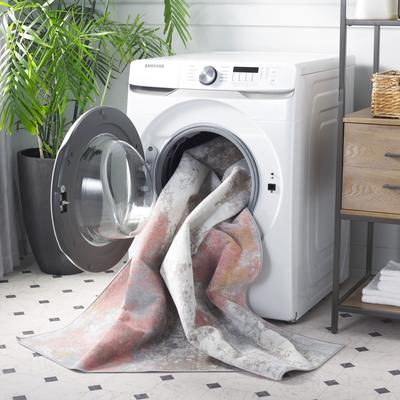 Show full view: SAFAVIEH Bayside Contemporary Abstract Machine Washable Area Rug, Ivory/Gray Pink, 4 x 6-ft slide 3 of 9