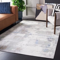 SAFAVIEH Bayside Modern Abstract Machine Washable Area Rug, Blue/Gray, 4 x 6-ft