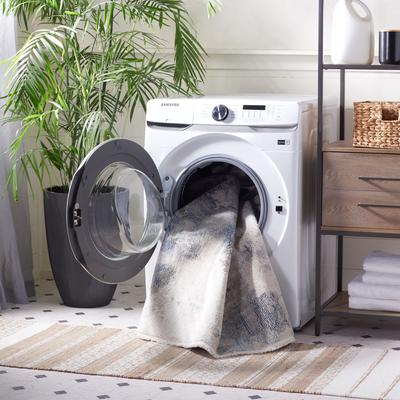 Show full view: SAFAVIEH Bayside Modern Abstract Machine Washable Area Rug, Blue/Gray, 4 x 6-ft slide 4 of 9