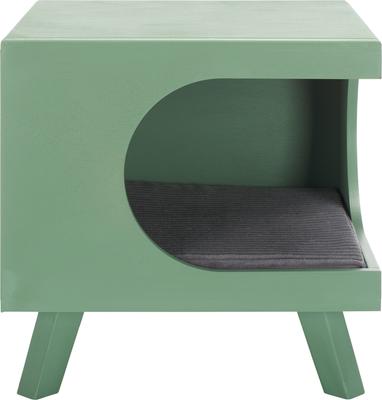 Show full view: SAFAVIEH Bean Square Wood Cat Bed House, Sage Green slide 2 of 9