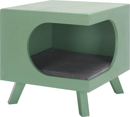 Show full view: SAFAVIEH Bean Square Wood Cat Bed House, Sage Green slide 3 of 9