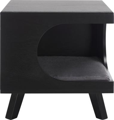 Show full view: SAFAVIEH Bean Square Wood Cat Bed House, Matte Black slide 2 of 9
