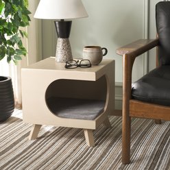 SAFAVIEH Bean Square Wood Cat Bed House, Natural slide 1 of 9