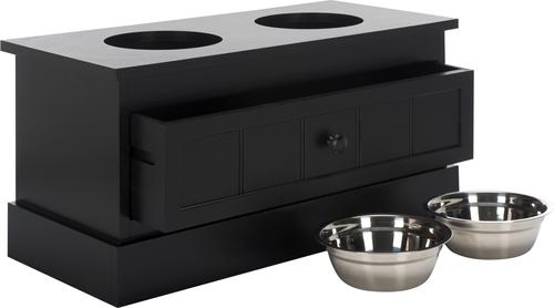 Show full view: SAFAVIEH Boomer Elevated Dog Bowl Feeder with Drawer, Matte Black slide 4 of 9