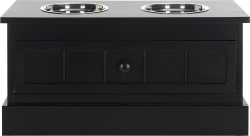 Show full view: SAFAVIEH Boomer Elevated Dog Bowl Feeder with Drawer, Matte Black slide 2 of 9