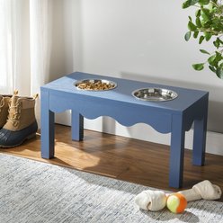 SAFAVIEH Lilith Elevated Dog Bowl Feeder, Blue