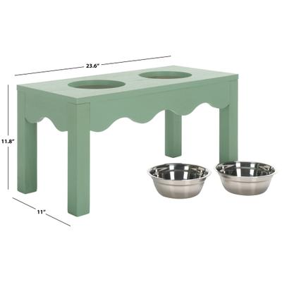 Show full view: SAFAVIEH Lilith Elevated Dog Bowl Feeder, Sage Green slide 7 of 10