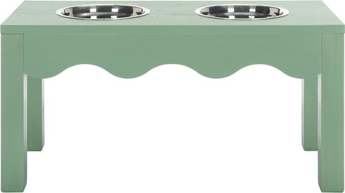 Show full view: SAFAVIEH Lilith Elevated Dog Bowl Feeder, Sage Green slide 3 of 10