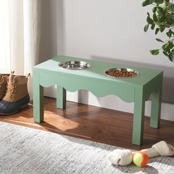 SAFAVIEH Lilith Elevated Dog Bowl Feeder, Sage Green