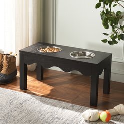 SAFAVIEH Lilith Elevated Dog Bowl Feeder, Matte Black