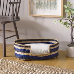 SAFAVIEH Elyon Bolster Dog & Cat Bed with Cushion, Beige/Natural