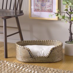 SAFAVIEH Sarge Bolster Dog & Cat Bed with Cushion, Beige/Natural