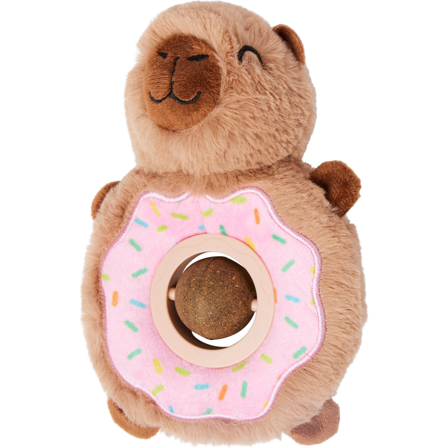 Frisco Capybara Donut Plush Cat Toy with Compressed Silvervine & Catnip Ball