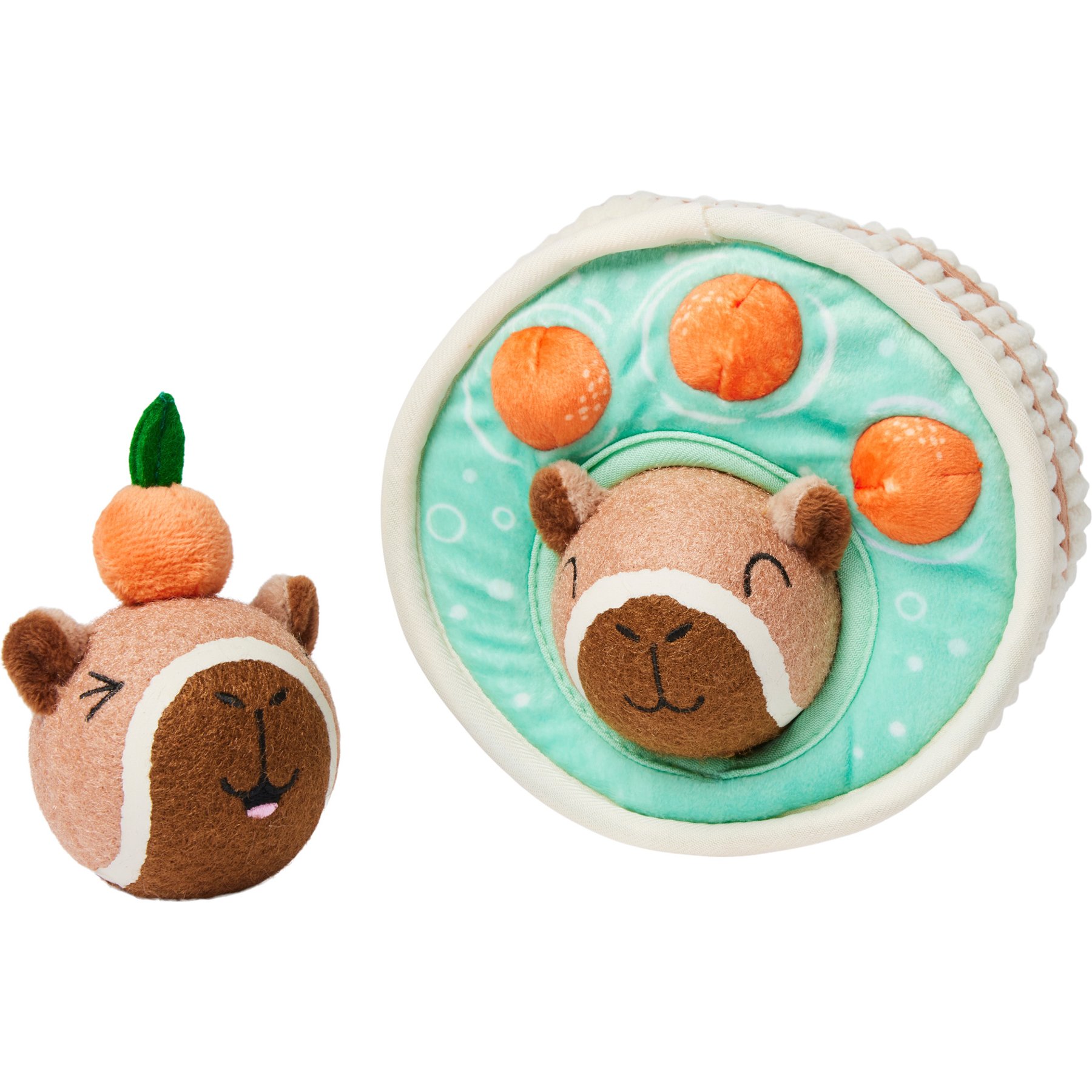 Frisco Capybara & Hot Tub Interactive Plush with Fetch Squeaky Tennis Ball Dog Toy, Medium