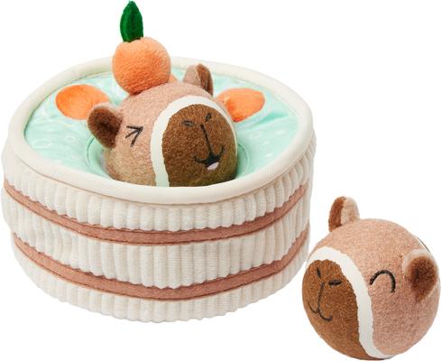Show full view: Frisco Capybara & Hot Tub Interactive Plush with Fetch Squeaky Tennis Ball Dog Toy, Medium slide 5 of 7