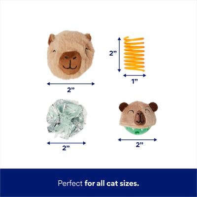 Show full view: Frisco Capybara Plush, Ball, Crinkle & Spring Variety Pack Cat Toy with Silvervine & Catnip, 4 count slide 2 of 4