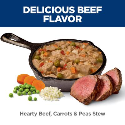Show full view: Hill's Science Diet Senior Adult 7+ Healthy Cuisine Hearty Beef, Carrots & Peas Stew Wet Dog Food, 12.5-oz can, case of 12 slide 7 of 13