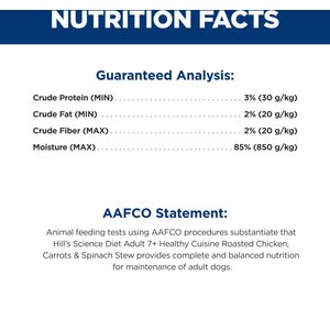 Hill's Science Diet Senior Adult 7+ Healthy Cuisine Roasted Chicken, Carrots & Spinach Stew Wet Dog Food, 12.5-oz can, case of 12