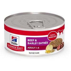 Hill's Science Diet Adult Beef & Barley Entree Wet Dog Food, 5.8-oz can, case of 24