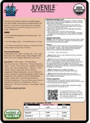 Show full view: Harrison's Bird Foods Juvenile Hand-Feeding Formula Organic Powder Bird Food, 1-lb bag slide 2 of 7