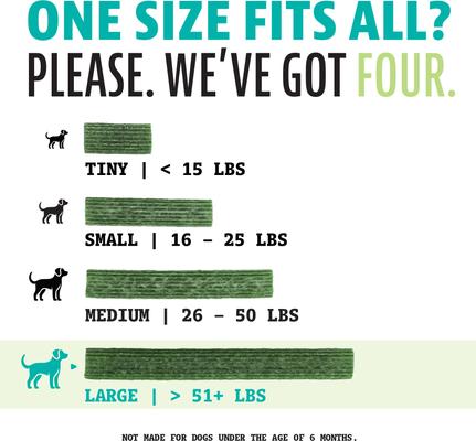 Show full view: Dinovite Triple Action Oral Care Dog Dental Chew Treats, Large, 28-oz, 16 count slide 6 of 10