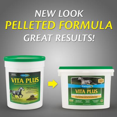 Show full view: Farnam Vita Plus Balanced Multi-Vitamin & Mineral Pellets Horse Supplement, 3.75-lb tub slide 2 of 7