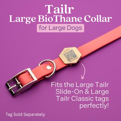 Show full view: Tailr Premium BioThane Waterproof Dog Collar, Coral, Large: 15 to 18-in neck, 3/4-in wide slide 8 of 10