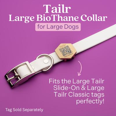 Show full view: Tailr Premium BioThane Dog Collar, White, Large: 15 to 18-in neck, 3/4-in wide slide 7 of 9