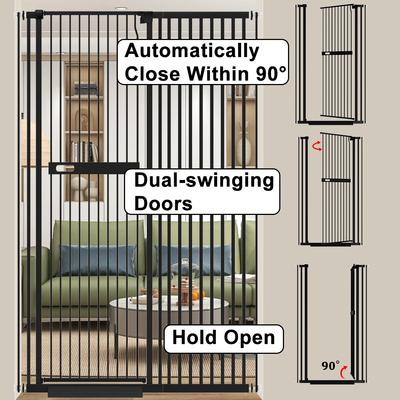Show full view: WAOWAO Extra Tall Metal Adjustable Pet Gate, 71-in x 29-38-in, Black slide 5 of 9