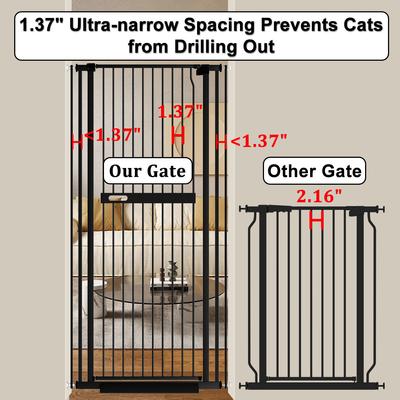 Show full view: WAOWAO Extra Tall Metal Adjustable Pet Gate, 71-in x 29-38-in, Black slide 2 of 9