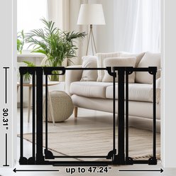 WAOWAO Auto-Close Clear Acrylic Dog Gate for Stairs & Hallways, 29-47-in, Black slide 2 of 9