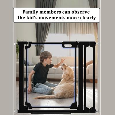 Show full view: WAOWAO Auto-Close Clear Acrylic Dog Gate for Stairs & Hallways, 29-47-in, Black slide 7 of 10
