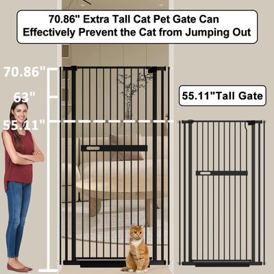 Show full view: WAOWAO Extra Tall Metal Adjustable Pet Gate, 71-in x 29-38-in, Black slide 3 of 9