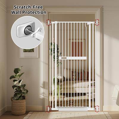 Show full view: WAOWAO Extra Tall Metal Adjustable Pet Gate, 71-in x 29-38-in, White slide 5 of 10