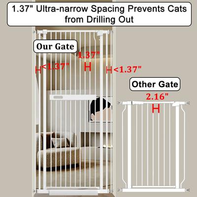 Show full view: WAOWAO Extra Tall Metal Adjustable Pet Gate, 71-in x 29-38-in, White slide 3 of 10