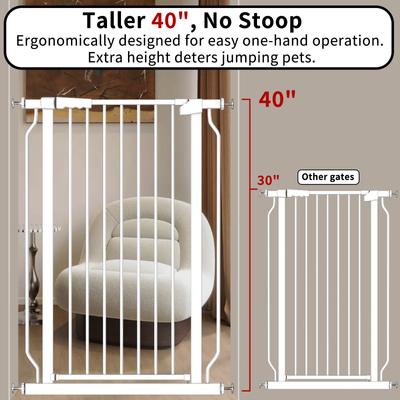 Show full view: WAOWAO Extra Tall Pressure Mounted Adjustable Metal Pet Dog Gate, 40.55-in x 29-33-in, White slide 3 of 11