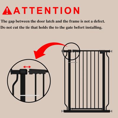 Show full view: WAOWAO Extra Tall Pressure Mounted Adjustable Metal Pet Dog Gate, 40.55-in x 33-47-in, Black slide 4 of 10