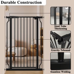 WAOWAO Extra Tall Pressure Mounted Adjustable Metal Pet Dog Gate, 40.55-in x 47-64-in, Black slide 2 of 9