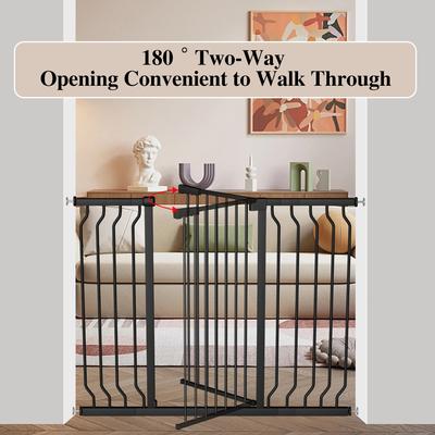 Show full view: WAOWAO Extra Tall Pressure Mounted Adjustable Metal Pet Dog Gate, 40.55-in x 33-47-in, Black slide 5 of 10