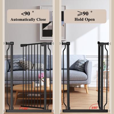 Show full view: WAOWAO Extra Tall Pressure Mounted Adjustable Metal Pet Dog Gate, 40.55-in x 33-47-in, Black slide 3 of 10