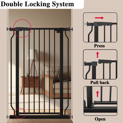 Show full view: WAOWAO Extra Tall Pressure Mounted Adjustable Metal Pet Dog Gate, 40.55-in x 33-47-in, Black slide 6 of 10