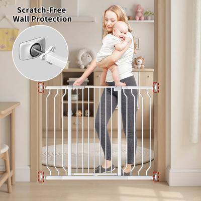 Show full view: WAOWAO Extra Tall Pressure Mounted Adjustable Metal Pet Dog Gate, 40.55-in x 29-33-in, White slide 5 of 11