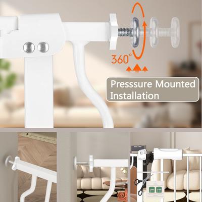 Show full view: WAOWAO Extra Wide Pressure-Mounted Auto Close & Dual Lock Adjustable Metal Pet Dog Gate, 24-29-in, White slide 7 of 9