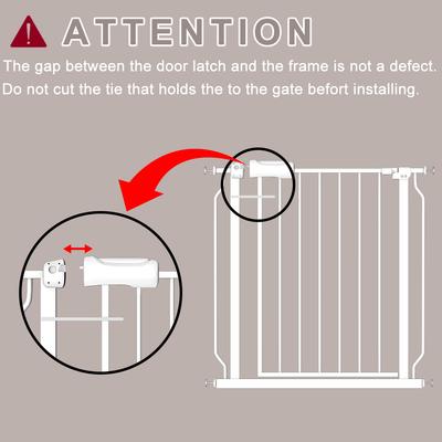 Show full view: WAOWAO Extra Wide Pressure-Mounted Auto Close & Dual Lock Adjustable Metal Pet Dog Gate, 24-29-in, White slide 5 of 9