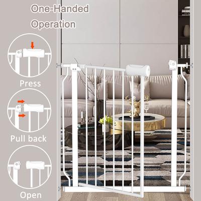 Show full view: WAOWAO Extra Wide Pressure-Mounted Auto Close & Dual Lock Adjustable Metal Pet Dog Gate, 24-29-in, White slide 2 of 9