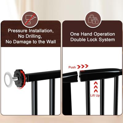 Show full view: WAOWAO Ultra-Narrow Pressure Mounted Spacing Metal Pet Gate for Dog & Cat, 58-61-in, Black slide 8 of 9