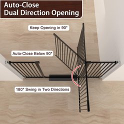 WAOWAO Ultra-Narrow Pressure Mounted Spacing Metal Pet Gate for Dog & Cat, 34-45-in, Black slide 2 of 7