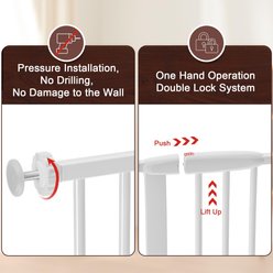 WAOWAO Extra Wide Spacing Pressure Mounted Spacing Metal Pet Gate for Dog & Cat, 34-45-in, White slide 2 of 7
